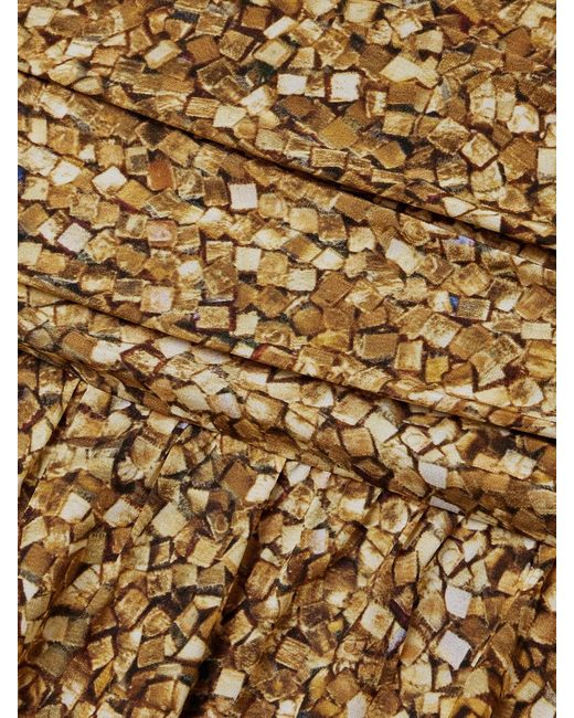 Isabel Marant Natural Syana Ruched Printed Stretch-Silk Crepe De Chine Maxi Skirt