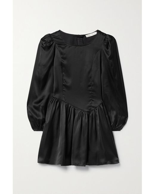 LoveShackFancy Garcia Recycled-satin Mini Dress in Black | Lyst