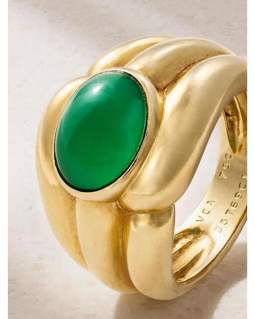 Stephanie Windsor Metallic Van Cleef & Arpels Vintage 1980S Chrysoprase Ring
