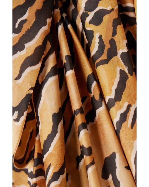 Zimmermann Natural Matchmaker Bow-detailed Tiger-print Silk-faille Midi Dress