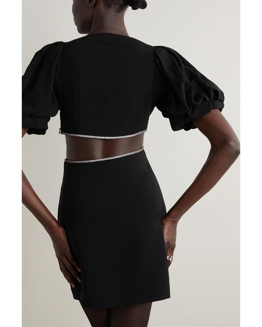 A.L.C. Black Hazel Crystal-Embellished Cutout Cady Mini Dress