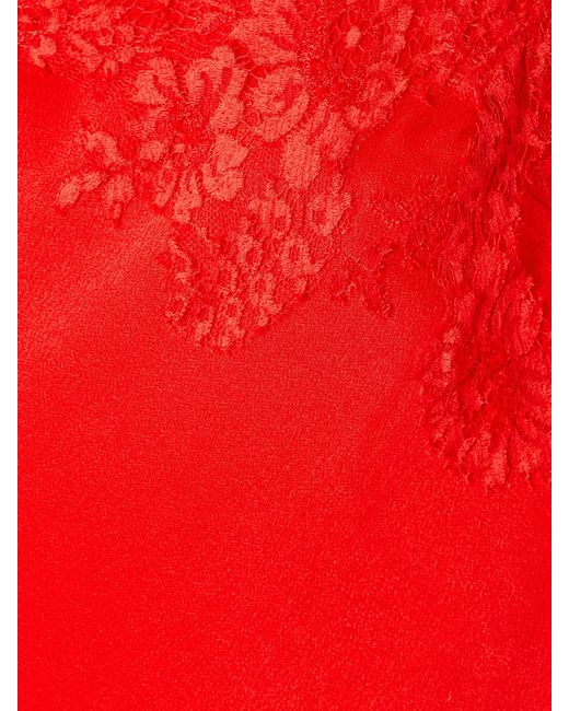Alex Perry Red Lace-Trimmed Satin-Crepe Gown