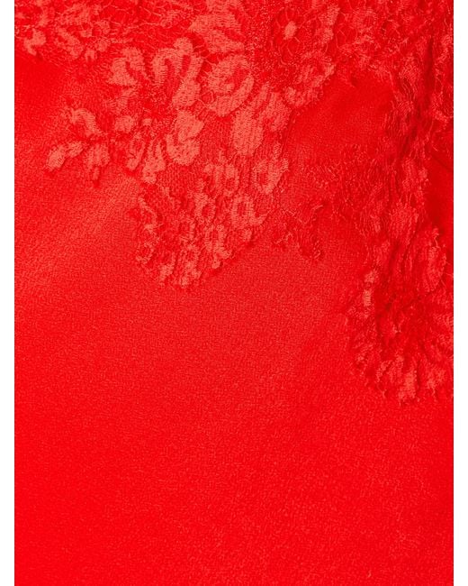 Alex Perry Red Lace-Trimmed Satin-Crepe Gown