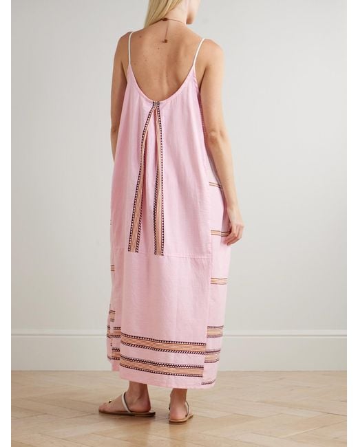 Lemlem Pink Nia Midikleid Aus Einer Baumwollmischung Mit Streifen