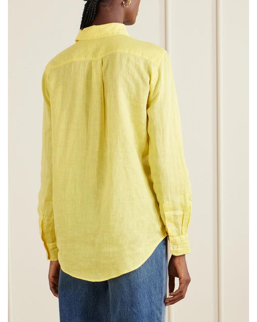 Polo Ralph Lauren Yellow Logo-Embroidered Linen Shirt