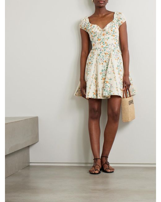 Agua Bendita Natural Mati Chinesis Minikleid Aus Baumwolle Mit Blumenprint Und Falten