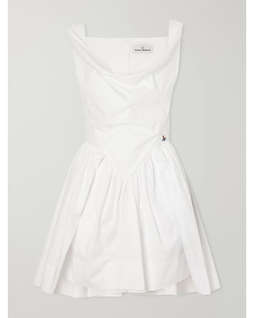 Vivienne Westwood White Sunday Pleated Cotton-Poplin Mini Dress
