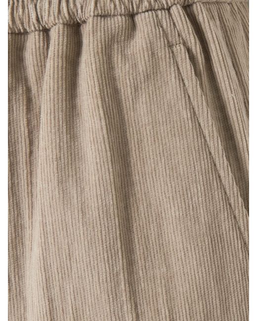 Brunello Cucinelli Natural Gathered Cotton-Blend Corduroy Wide-Leg Pants