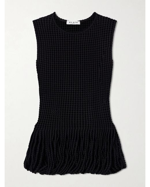 Alaïa Black Open-Knit Top