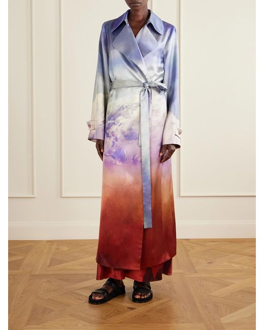 Gabriela Hearst White Lyra Printed Silk-Satin Coat