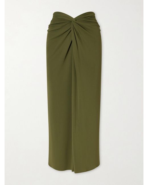 Violante Nessi Green Rebecca Satin Midi Skirt