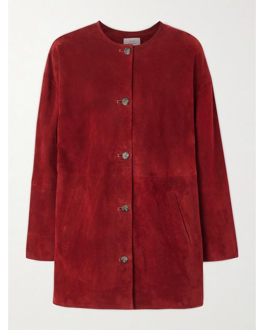 Loulou de Saison Red Waren Paneled Suede Jacket