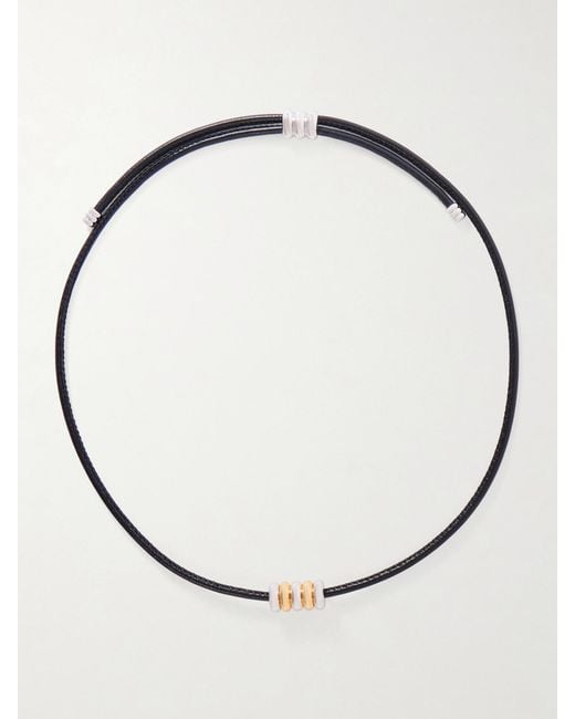 DEHANCHE Metallic Hollyhock Beaded And-Toned Leather Necklace