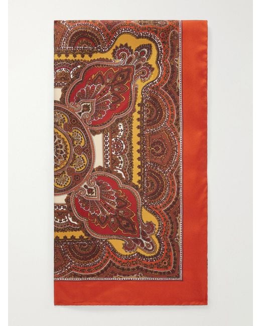 Saint Laurent Red Paisley-Print Silk-Twill Scarf