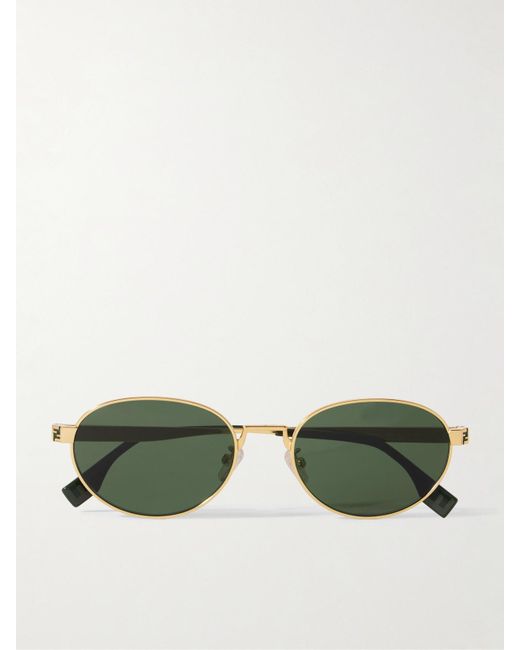 fendi Women\'s Two-Tone Green and Brown Round Gradient Sunglasses FENDI FIRST 40098 Green Logo Fashion Butterfly Sunglasses  main image 2