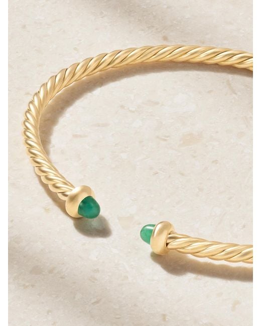 David Yurman Natural Micro Cablespira Flex 18-Karat Emerald Bangle