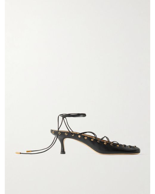 Chloé Black Ghilies Lace-Up Leather Pumps
