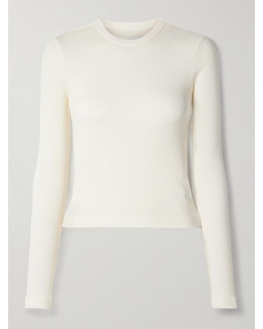 Citizens of Humanity White Pilar Cropped Waffle-Knit Cotton T-Shirt