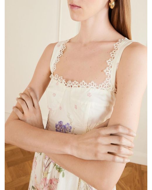 Charo Ruiz White Crissy Floral Printed Cotton-Blend Maxi Dress