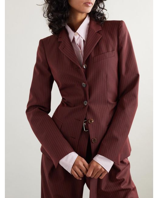 Dries Van Noten Purple Blazer Aus Einer Wollmischung Mit Nadelstreifen
