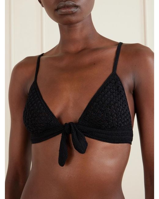 Ralph Lauren Black Crocheted Silk Triangle Bra