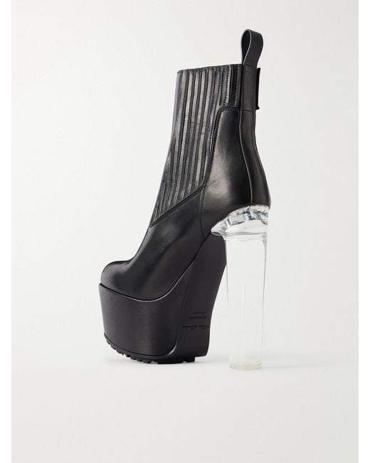 Rick Owens Black Beatle Kiss Leather Ankle Boots
