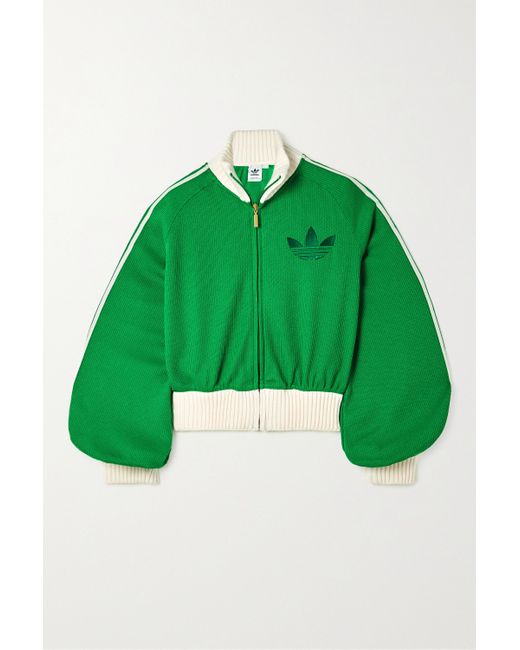 adidas Originals Adicolor Heritage Now Striped Ribbed-knit Track Jacket in  Green | Lyst Australia