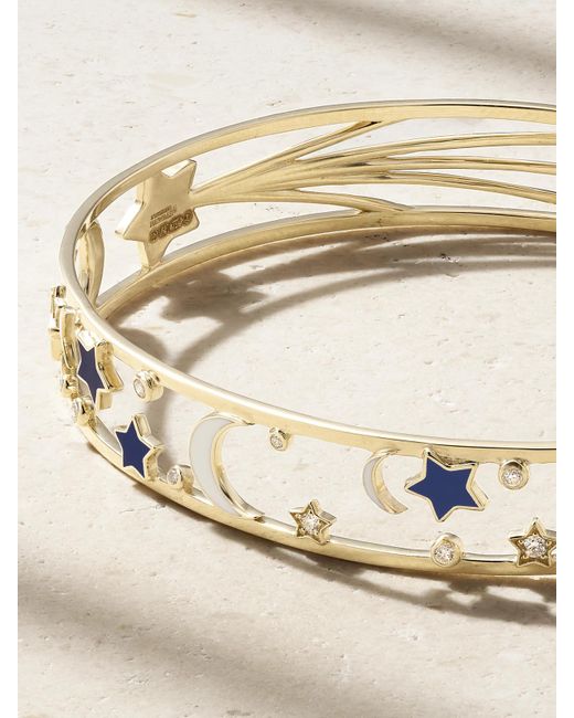 L'Atelier Nawbar Natural Starry 18-Karat, Diamond And Enamel Bangle