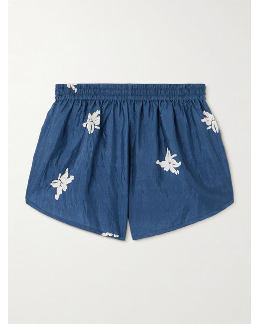Alix Of Bohemia Blue Lucy Pacific Floral-Print Silk Shorts