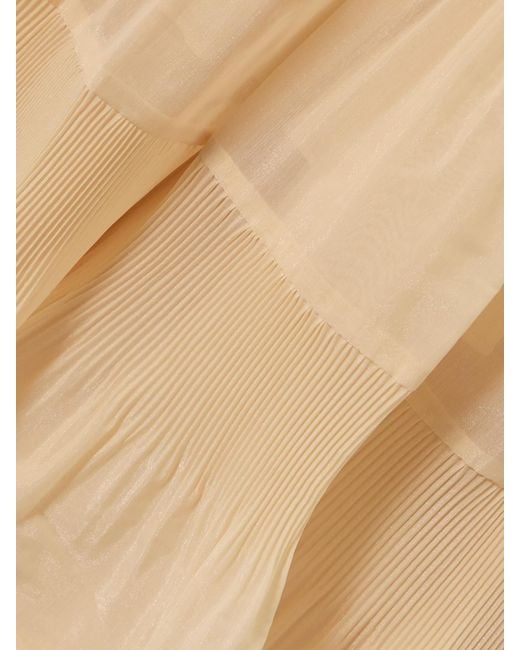 Zimmermann Natural Tiered Plissé-Taffeta Midi Dress