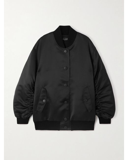 Dolce & Gabbana Black Debossed Shell Bomber Jacket