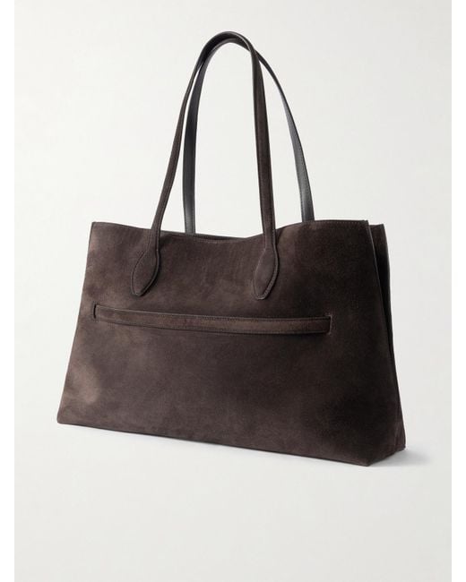 Totême Black Lounge Large Leather-Trimmed Suede Tote