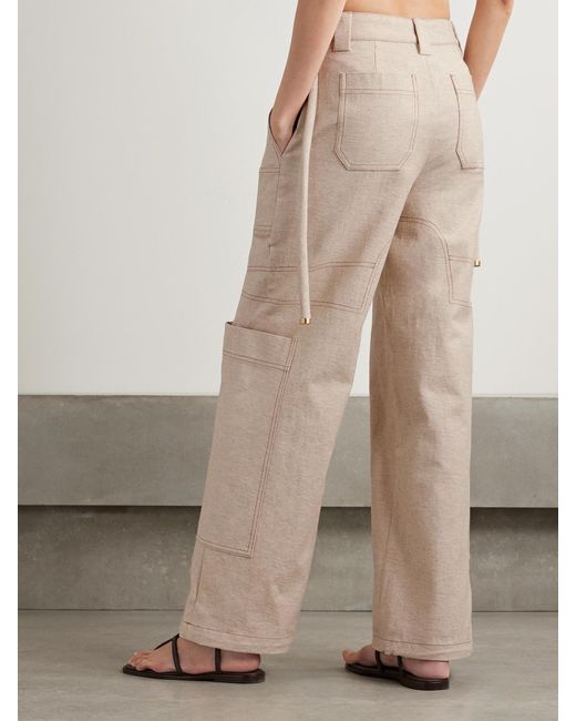 Cult Gaia Natural Wynn Cotton And Linen-Blend Wide-Leg Cargo Pants