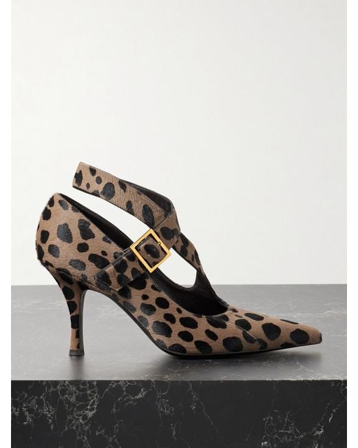 Khaite Black Sloan Leopard-Print Calf Hair Pumps