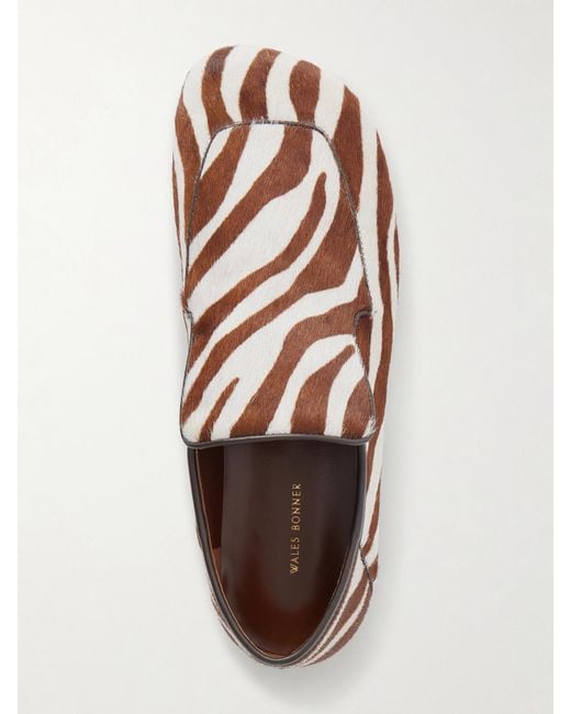 Wales Bonner Brown Dakar Zebra-Print Calf Hair Loafers