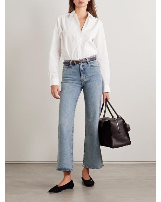 FRAME Blue The Pixie Arrow Verkürzte, Hoch Sitzende Bootcut-Jeans