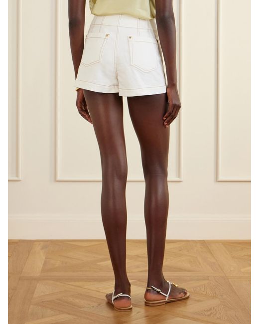 Zimmermann White Roselight Denim Shorts