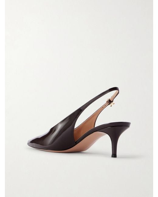 Gianvito Rossi Natural Robbie 55 Polished-Leather Slingback Pumps