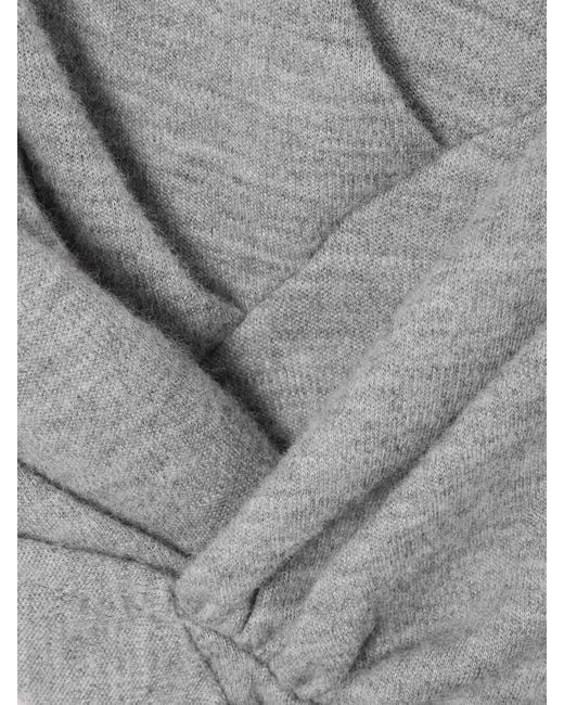 Balmain Gray Ruched Wool-Blend Top