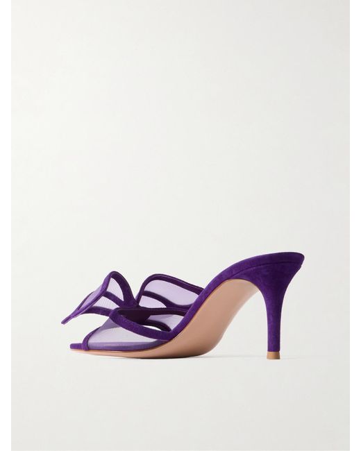 Gianvito Rossi Purple Ilia 75 Mesh-Trimmed Suede Sandals