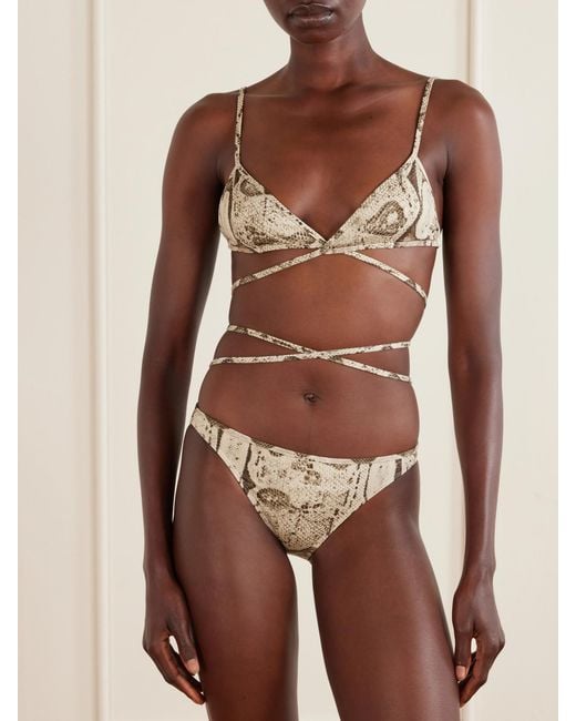 Gucci White Snake-Print Bikini