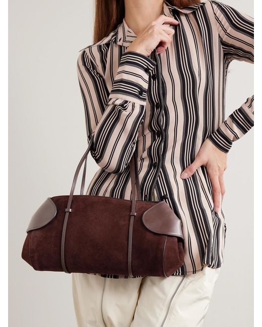Neous Brown Berenices East To West Suede And Leather Shoulder Bag