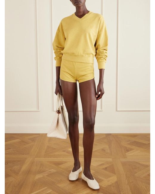 ÉTERNE Yellow Cropped Cotton-Jersey Sweater