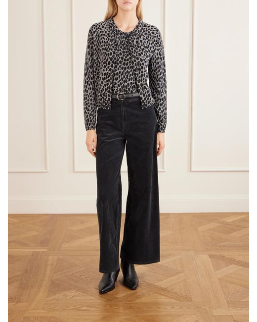 Nili Lotan Black Nessa Leopard-Jacquard Cashmere Tank