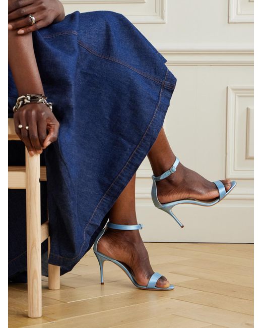 Manolo Blahnik Blue Chaos 90 Sandalen Aus Satin