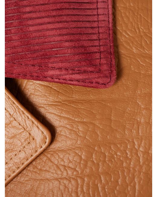 Gucci Brown Oversized Suede-Trimmed Textured-Leather Jacket
