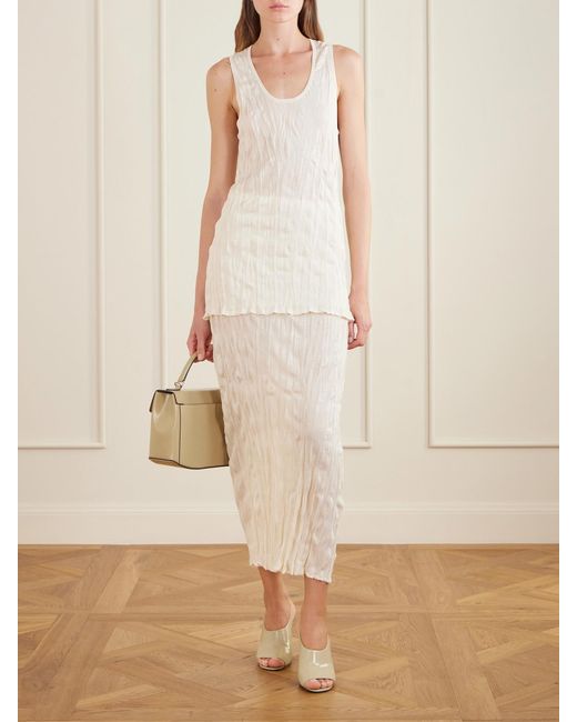 Totême  White Crinkled Viscose Knit Tank