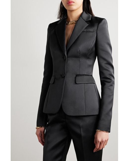 Altuzarra Fenice Satin Blazer in Black Lyst