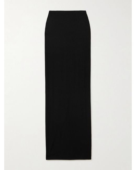 ÉTERNE Black Stretch-Jersey Maxi Skirt