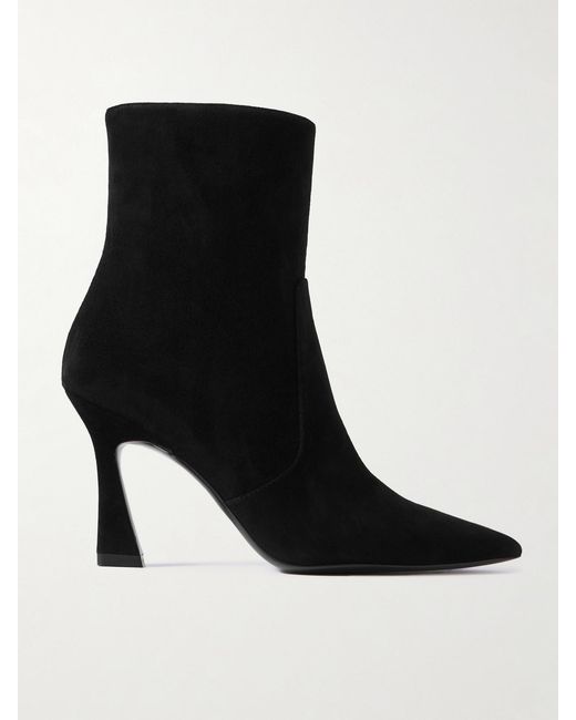 Stuart Weitzman Black Vinnie Suede Ankle Boots